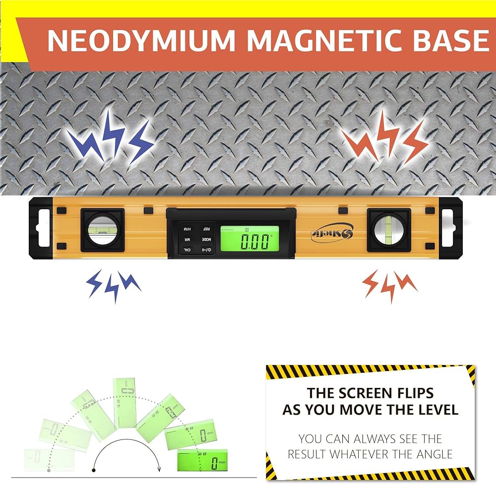Shefio Digital Level - 18 Inch Magnetic, IP54 Dustproof and